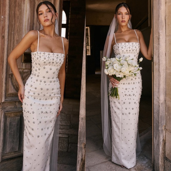 House of CB Dresses & Skirts - House of CB Martine Elegant White Embellished Bridal Dress